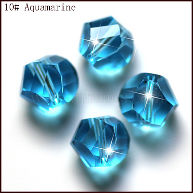 10mm DeepSkyBlue Polygon Glass Beads