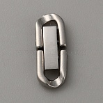 304 Stainless Steel Fold Over Clasps, Oval, Stainless Steel Color, 18x7x3mm, Hole: 2.5x3mm(STAS-WH0036-31P)