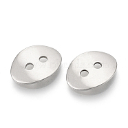 201 Stainless Steel Buttons, 2-Hole, Oval, Stainless Steel Color, 14x11x2mm, Hole: 1.8mm(X-STAS-T047-07)