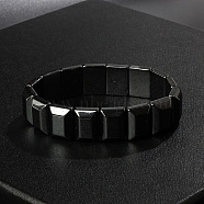 Non-Magnetic Synthetic Hematite Beaded Stretch Bracelets for Men, Rectangle, 5/8x2-1/2 inch(1.45x6.5cm), Inner Diameter: 2-1/8 inch(5.5cm)(FIND-PW0021-10D)