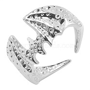 Simple Stainless Steel Bat Open Cuff Ring for Unisex, Stainless Steel Color(VW2265-1)