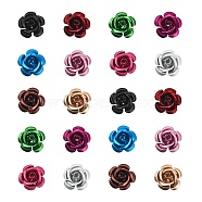 50Pcs 10 Colors Aluminum Beads, Frosted, Long-Lasting Plated, 5-Petal Flower, Mixed Color, 15x9mm, Hole: 1.4mm, 5pcs/color(ALUM-YW0001-06B)