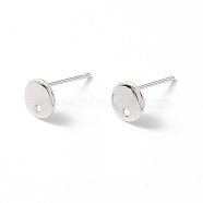 201 Stainless Steel Stud Earring Findings, with 316 Surgical Stainless Steel Pins and Hole, Flat Round, 925 Sterling Silver Plated, 6mm, Hole: 1.2mm, Pin: 0.7mm(X-STAS-P308-09A-S)