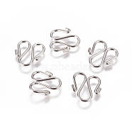 304 Stainless Steel Hook Clasps, M Clasps, Stainless Steel Color, 12.5x11.5x1mm(STAS-I120-13-P)