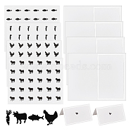 8 Sheets 4 Styles Paper Self Adhesive Cartoon Stickers, for Envelopes, Bubble Mailers and Bags Decor, Carrot & Cattle & Fish & Hen, Black, 6.6x8.1x0.02cm(DIY-OC0010-74A)