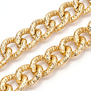 Aluminum Textured Curb Chains, Twist Link Chains, Unwelded, Light Gold, 28.5x22x6mm(CHA-N003-04KCG)
