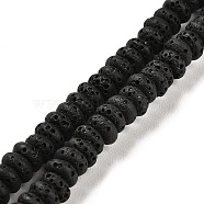Natural Lava Rock Dyed Beads Strands, Rondelle, Black, 6x3mm, Hole: 1.2mm, about 58pcs/strand, 7.87 inch(20cm)(G-L586-B01-02)