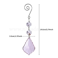 Glass Leaf Hanging Ornaments, Suncatchers for Home Outdoor Decoration, Lilac, 146mm(PW-WG86853-04)