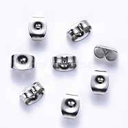 316 Stainless Steel Ear Nuts, Butterfly Earring Backs for Post Earrings, Stainless Steel Color, 6x4x3mm, Hole: 0.9mm(STAS-S113-001-01)