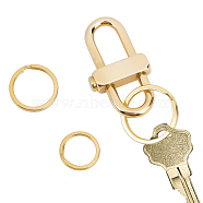 3Pcs 3 Styles Brass Keychain Clasps, Ring, with 1Pc Oval Brass Screw Carabiner Lock Charms, Golden, 20~58x31x2~10mm, Inner Diameter: 16~25.5mm, 1pc/style(FIND-CA0005-86)