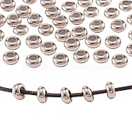 50Pcs 304 Stainless Steel Beads, with Rubber Inside, Slider Beads, Stopper Beads, Rondelle, Stainless Steel Color, 8x3.5mm, Hole: 2mm(STAS-CJ0001-197)
