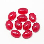 Natural White Jade Cabochons, Dyed, Oval, Crimson, 25x18x6~7mm(G-R415-18x25-28)