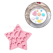Christmas Theme Food Grade Silicone Molds, Fondant Molds, for DIY Cake Decoration, Chocolate, Candy, UV Resin & Epoxy Resin Jewelry Making, Mixed Shapes, Pink, 260x260x9mm, Inner Diameter: 22~58x22~55mm(DIY-F047-03)