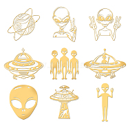 9Pcs Nickel Custom Self-adhesive Picture Stickers, Independence Day Metal Decals, Golden, Extra-Terrestrial, 40x40mm(DIY-WH0450-186)