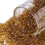 TOHO Round Seed Beads, Japanese Seed Beads, (2156) Inside Color Crystal/Golden Amber, 8/0, 3mm, Hole: 1mm, about 222pcs/10g(X-SEED-TR08-2156)