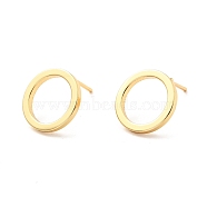 Brass Ring Stud Earrings for Women, Cadmium Free & Nickel Free & Lead Free, Real 18K Gold Plated, 14mm, Pin: 0.8mm(EJEW-G297-15G)
