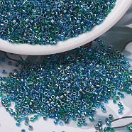 MIYUKI Delica Beads, Cylinder, Japanese Seed Beads, 11/0, (DB0985) Sparkling Lined Caribbean Mix(Blue Green) , 1.3x1.6mm, Hole: 0.8mm, about 10000pcs/bag, 50g/bag(SEED-X0054-DB0985)