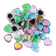 Transparent Two Tone Resin Cabochons, Heart, Mixed Color, 9.5x10x2.5mm(RESI-E045-04)
