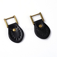 PU Leather Bag Accessories, with Alloy Finding, Bag Repalcement Accessories, Black, 7x3.7x0.7cm, Hole: 2mm(FIND-WH0071-61A)