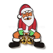 Christmas Acrylic Pendants, with Iron Ring, Santa Claus, 45x35x6mm, Hole: 1.6mm(MACR-C024-07A)