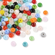 Imitation Jade Glass Seed Beads, Round Hole, Rondelle, Mixed Color, 4~4.5x2~2.5mm, Hole: 1mm, 140pcs/set(SEED-Q038-01A)