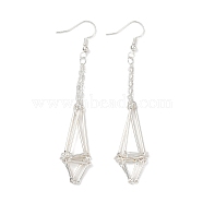 Brass Earring Hooks with Tray, Blank Macrame Pouch Beads Holder Earring Settings, Silver, 79~80x13mm(EJEW-JE05582-03)