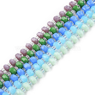 Imitation Jade Glass Beads Strands, Abacus, Mixed Color, 4x3mm, Hole: 0.8mm, about 146~150pcs/strand, 24.41 inch~25.2 inch(62~64cm)(GLAA-N052-04)