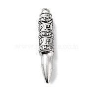 Tibetan Style Alloy Big Pendants, Bullet Charms, Antique Silver, 51x10mm, Hole: 3mm(TIBE-L012-016AS)