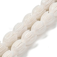 Synthetic Coral Dyed Carved Beads Strands, Flower, White, 12x10mm, Hole: 1.5mm, about 22pcs/strand, 10.04''~10.63''(25.5~27cm)(CORA-P004-01D)