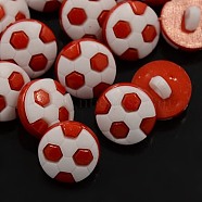 Sports Theme, Acrylic Shank Buttons, 1-Hole, Dyed, FootBall/Soccer Ball, Dark Red, 13x4mm, Hole: 3x2mm(BUTT-E065-B-08)