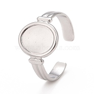 304 Stainless Steel Oval Watch Shape Open Cuff Ring for Women, Stainless Steel Color, US Size 8 1/2(18.5mm)(RJEW-C025-04P)