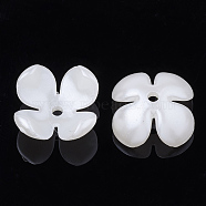 4-Petal ABS Plastic Imitation Pearl Bead Caps, Flower, Creamy White, 14.5x14.5x6.5mm, Hole: 1.8mm(X-OACR-S020-19)