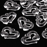 Transparent Acrylic Beads, Heart to Heart, Clear, 27x34x6mm, Hole: 3mm, about 191pcs/500g(TACR-S154-57B-205)