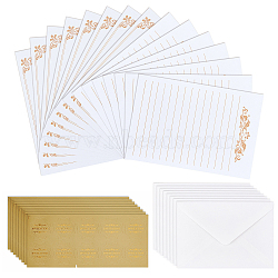 CRASPIRE Gilding Classical Kraft Paper Envelopes with Stickers, and Crown Pattern Letter Paper, Antique White, 135x195x0.5mm, Stickers: 35mm, 30sets(DIY-CP0004-86B)