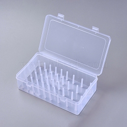 Transparent Plastic Boxes, Storage Container, for 42 Spools Sewing Thread, Clear, 24.5x14x6.5cm(X-CON-WH0070-03)