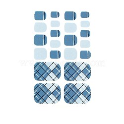 Full-Cover Glitter Powder Toenail Wraps Stickers, Flower Star Tartan Self-adhesive Toenail Art Polish Decals, for Woman Girls DIY Toenails Art Design, Steel Blue, Tartan Pattern, 9.5x5.8cm(MRMJ-R112-ZXJ-085)