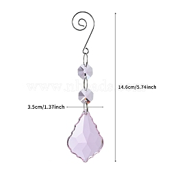 Glass Leaf Hanging Ornaments, Suncatchers for Home Outdoor Decoration, Lilac, 146mm(PW-WG86853-04)