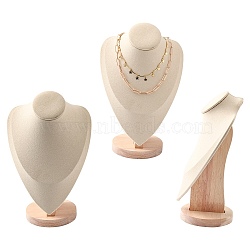 Microfiber Wooden Necklace Displays, PapayaWhip, 18.7~19.2x12.8~13x27.5~28.2cm(NDIS-O008-03A-L)