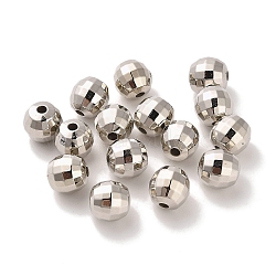 CCB Plastic Beads, Round, Faceted, Platinum, 7.5x7.4mm, Hole: 1.8mm(CCB-U001-03P)