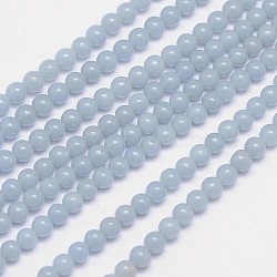 Natural Angelite Beads Strands, Round, 4mm, Hole: 1mm, about 98pcs/strand, 15.5 inch(G-L411-18-4mm)