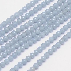 Natural Angelite Beads Strands, Round, 4mm, Hole: 0.8mm, about 98pcs/strand, 15.5 inch(G-L411-18-4mm)