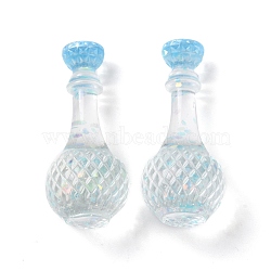 Dummy Bottle Transparent Resin Cabochon, with Sequins, Light Blue, 34.5x15mm(RESI-E025-02A)