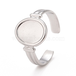 Non-Tarnish 304 Stainless Steel Oval Watch Shape Open Cuff Ring for Women, Stainless Steel Color, US Size 8 1/2(18.5mm)(RJEW-C025-04P)