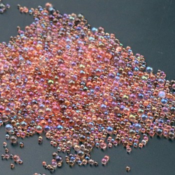 AB Color Plated 3D Nail Art Glass Mini Ball Beads, Tiny Caviar Nail Beads, DIY Nails Art Round Decorations, Chocolate, 0.4~3mm, 720~1000pcs/bag