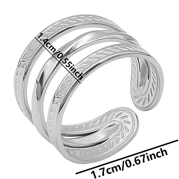 Non-Tarnish Minimalist 304 Stainless Steel Wide Band Cuff Open Rings for Women