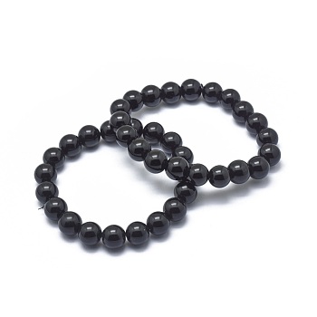 Synthetic Black Stone Bead Stretch Bracelets, Round, 2-1/8 inch~2-3/8 inch(5.5~6cm), Bead: 8mm