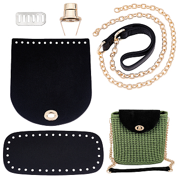 Imitation Leather Crossbody Shoulder Bag Making Kits, with Zinc Alloy Findings, Black, 17x15x0.3cm, Hole: 5.5mm