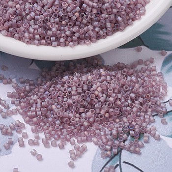 MIYUKI Delica Beads, Cylinder, Japanese Seed Beads, 11/0, (DB0857) Matte Transparent Smoky Amethyst AB, 1.3x1.6mm, Hole: 0.8mm, about 2000pcs/10g