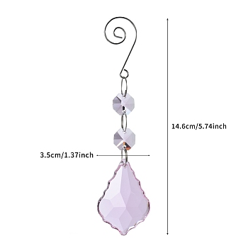 Glass Leaf Hanging Ornaments, Suncatchers for Home Outdoor Decoration, Lilac, 146mm