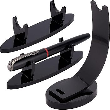 3Pcs 2 Style Acrylic Pen Holder Display Stand, Makeup Brush Rack, Desk Pencil Wand Holder, Black, 27.5~88x50~127x29.5~93mm
